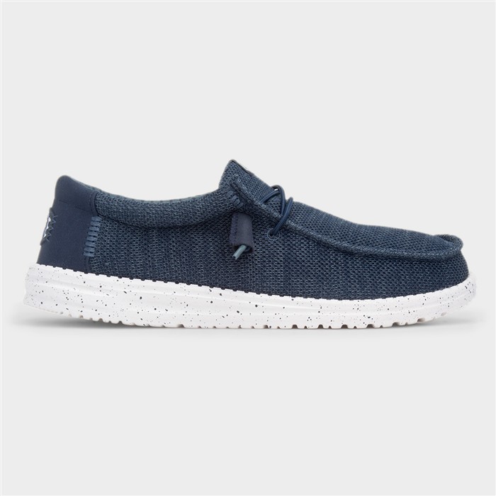 Hey Dude Men's Blue Wally Stretch Sox Navy Casual Shoes Size 9