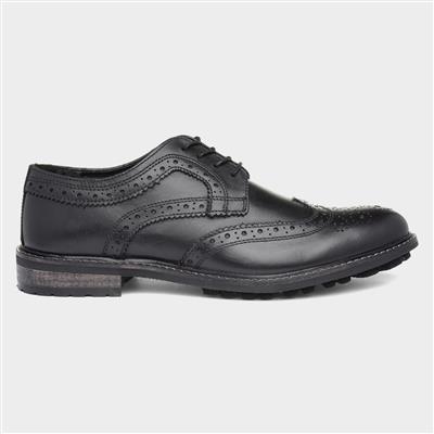 Felix Mens Black Leather Brogue Shoe