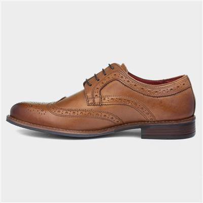 Milton Mens Tan Leather Brogue Shoes