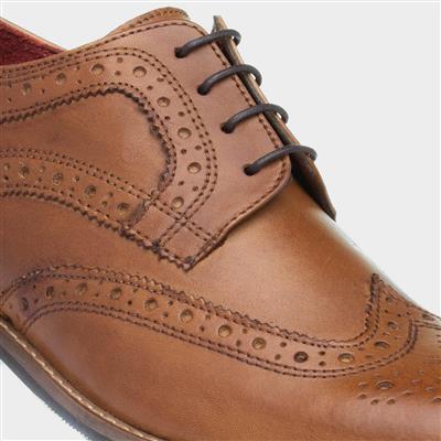 Milton Mens Tan Leather Brogue Shoes