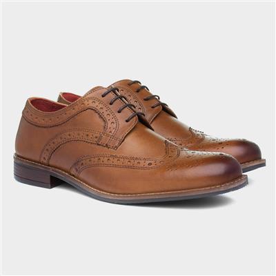Milton Mens Tan Leather Brogue Shoes