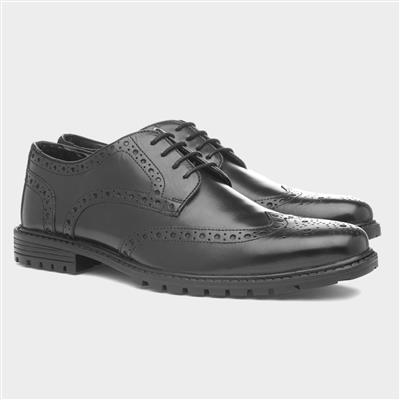 Red Level Cruise Mens Black Leather Brogue Shoe-530006 | Shoe Zone
