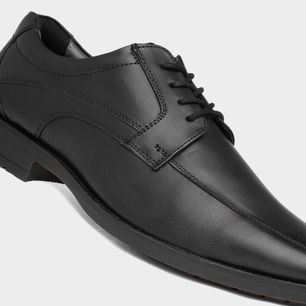 Hush Puppies Hackney Mens Black Leather Shoe-530017 | shoezone