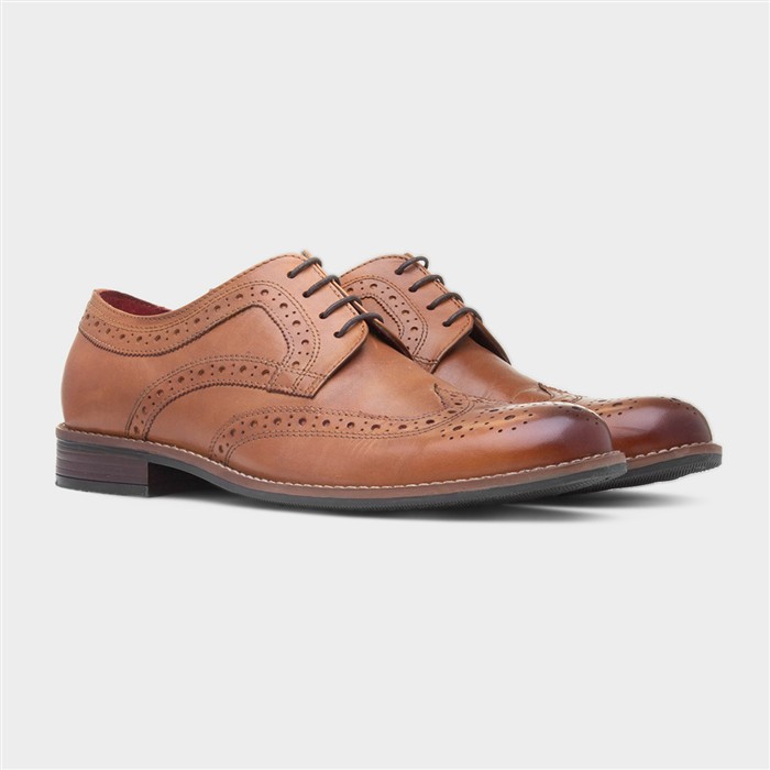 Chiesa Mens Tan Leather Brogue Shoe