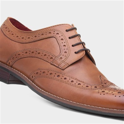 Chiesa Mens Tan Leather Brogue Shoe