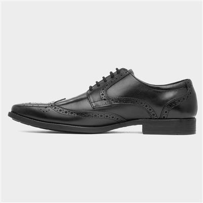 Adige Mens Black Leather Brogue Shoe