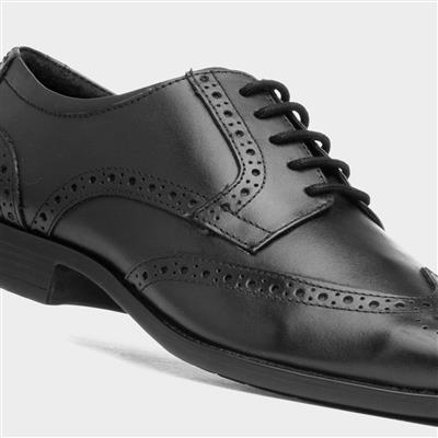 Adige Mens Black Leather Brogue Shoe