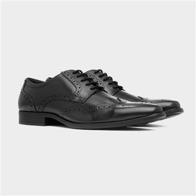 Adige Mens Black Leather Brogue Shoe