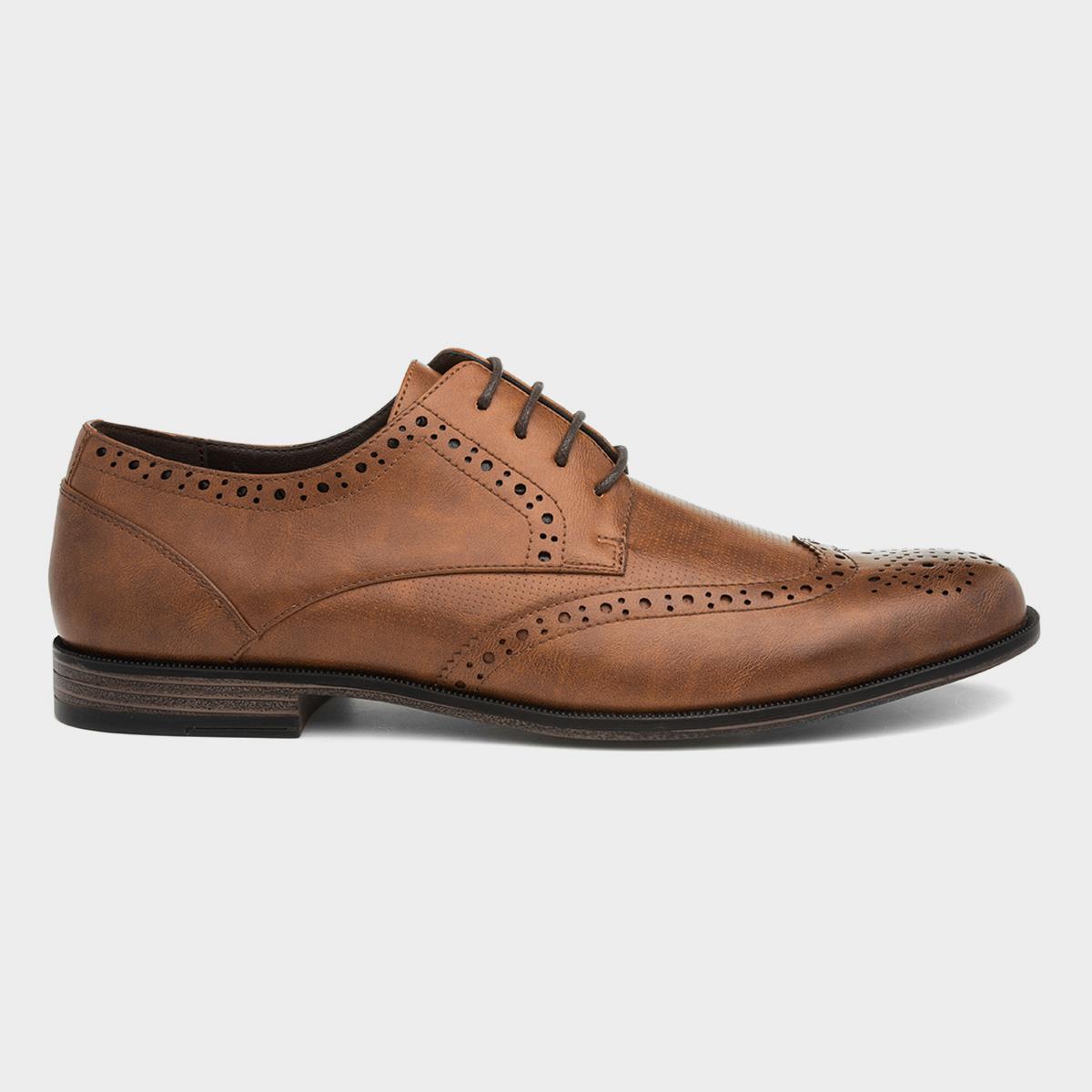 Beckett Billy Mens Lace Up Tan Brogue Shoe-53119 | Shoe Zone