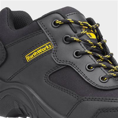 EarthWorks Bolt Mens Black Lace Up Safety Shoe-552054 | Shoe Zone
