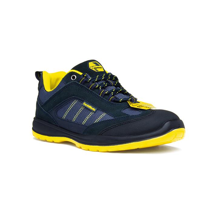 Image of Earth Works Blue And Yellow Lace Up Safety Shoe
