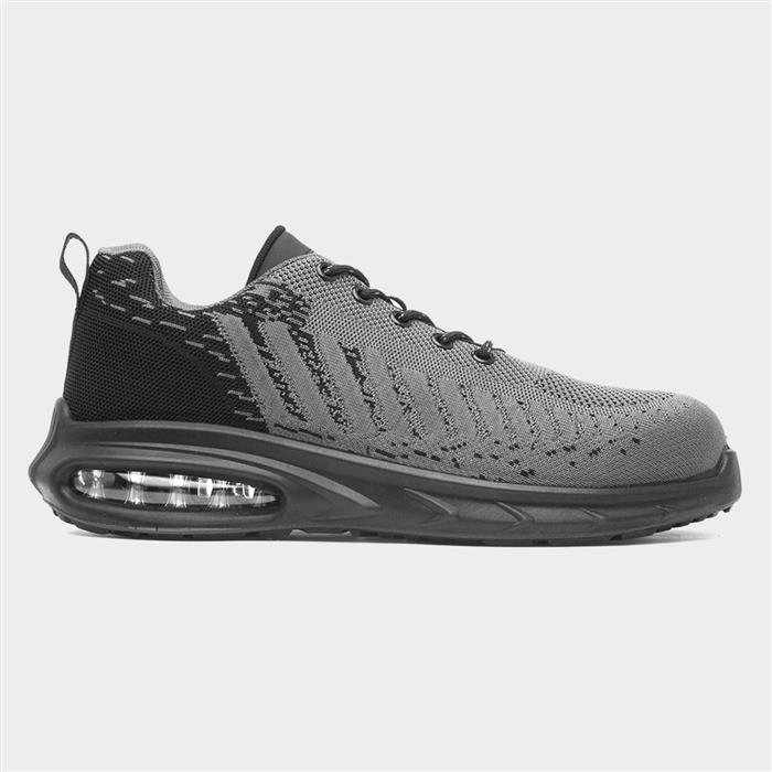 EarthWorks Cement Mens Grey & Black Safety Trainer-55227 | shoezone