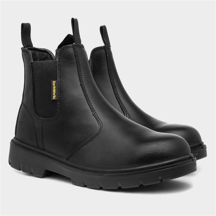 Spanner Mens Black Leather Safety Boot