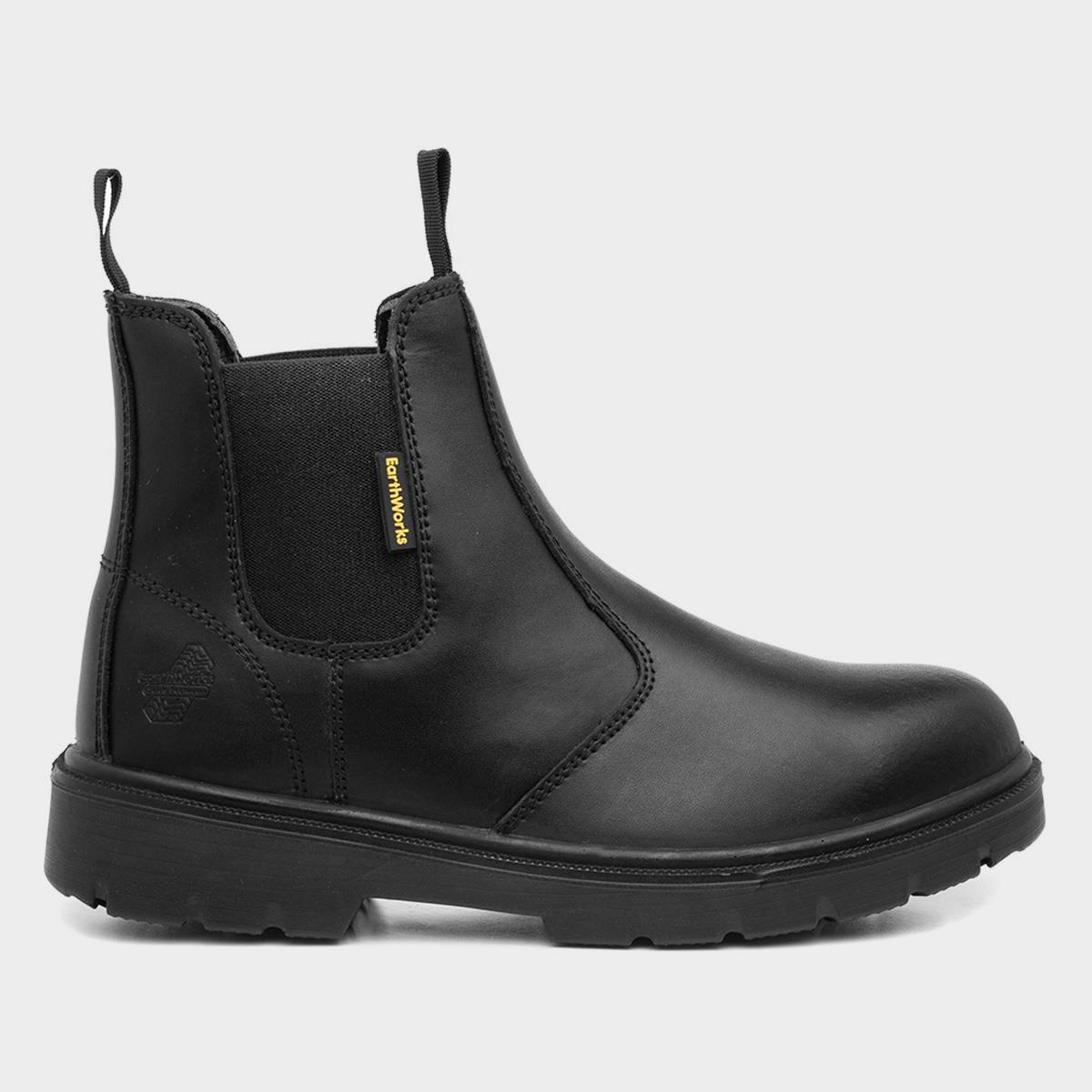 EarthWorks Mens Black Leather Chelsea 