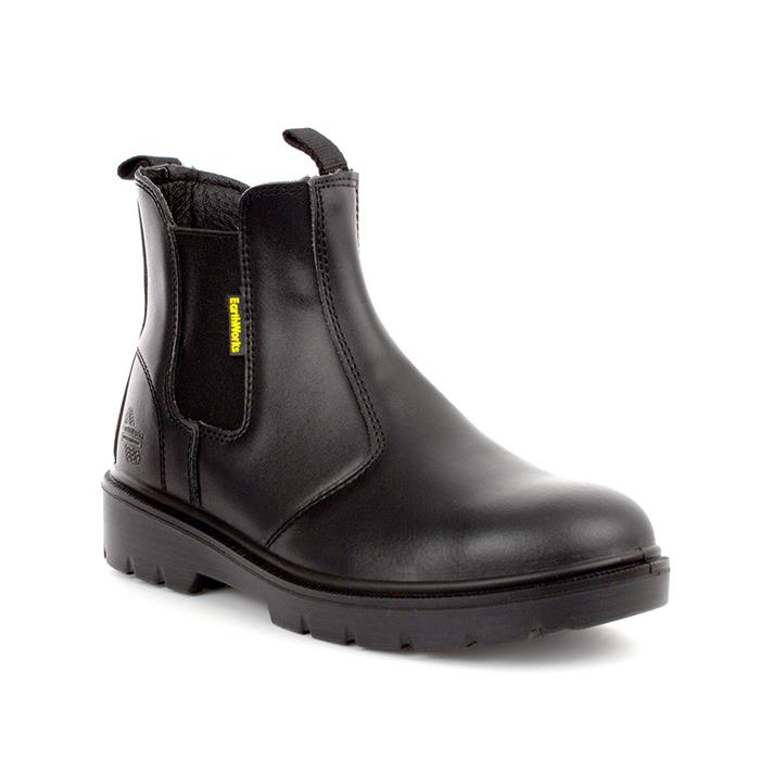 Image of Earth Works Mens Black Leather Chelsea Safety Boot