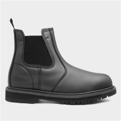 Adults Black Leather Safety Boots