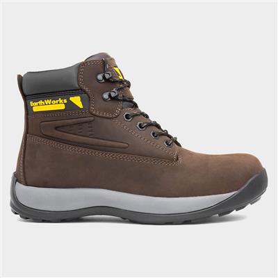Mortar Mens Brown Leather Safety Boot