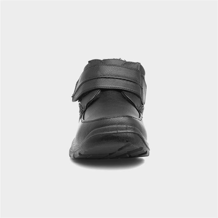Mens Black Faux Fur Lined Easy Fasten Boot