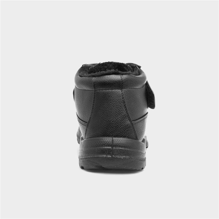 Mens Black Faux Fur Lined Easy Fasten Boot