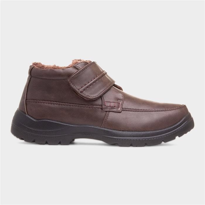 Mens Brown Faux Fur Lined Boot