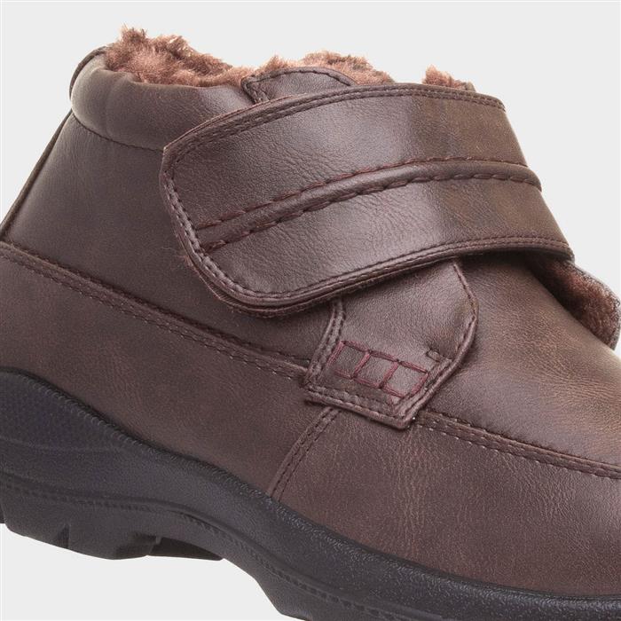 Mens Brown Faux Fur Lined Boot