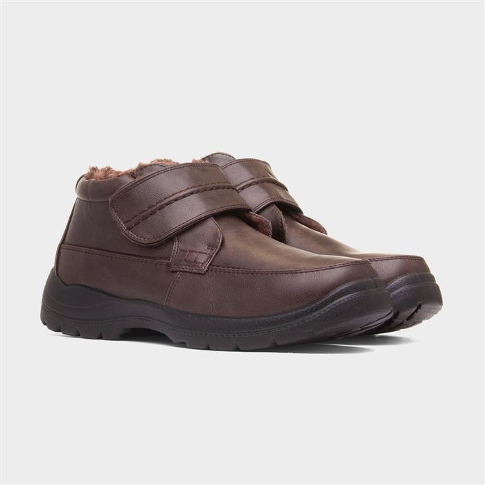Mens Brown Faux Fur Lined Boot