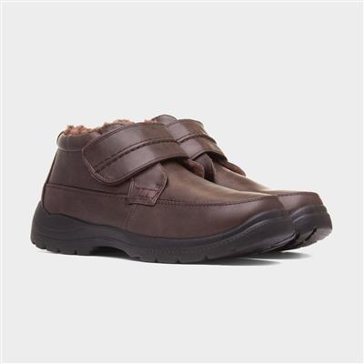 Mens Brown Faux Fur Lined Boot