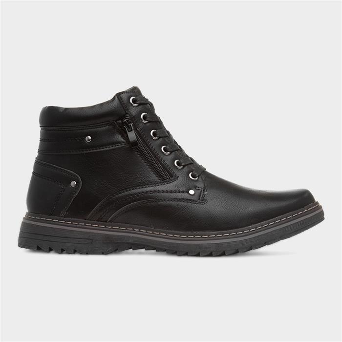 Cascade Mens Black Lace Up Ankle Boot