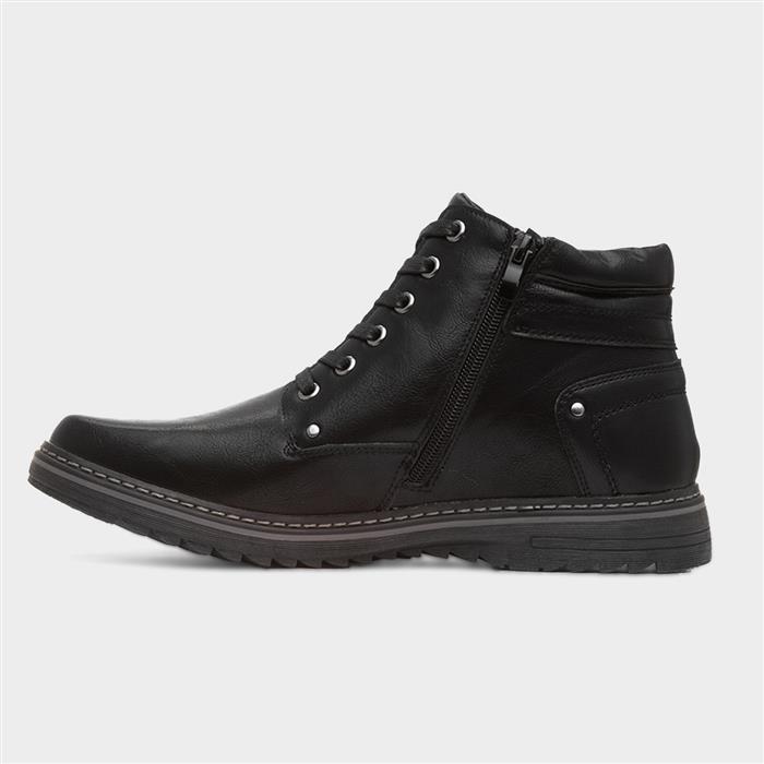 Cascade Mens Black Lace Up Ankle Boot