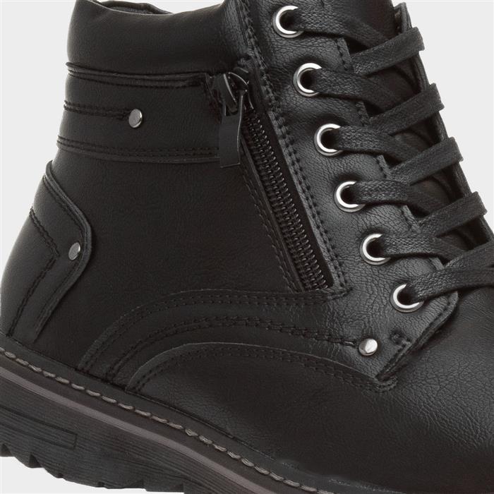 Cascade Mens Black Lace Up Ankle Boot