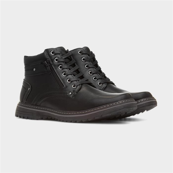 Cascade Mens Black Lace Up Ankle Boot