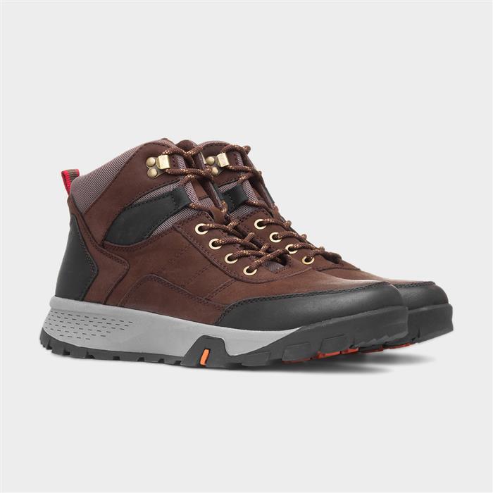 Hike Mens Brown Walking Hiker Lace Up Boot