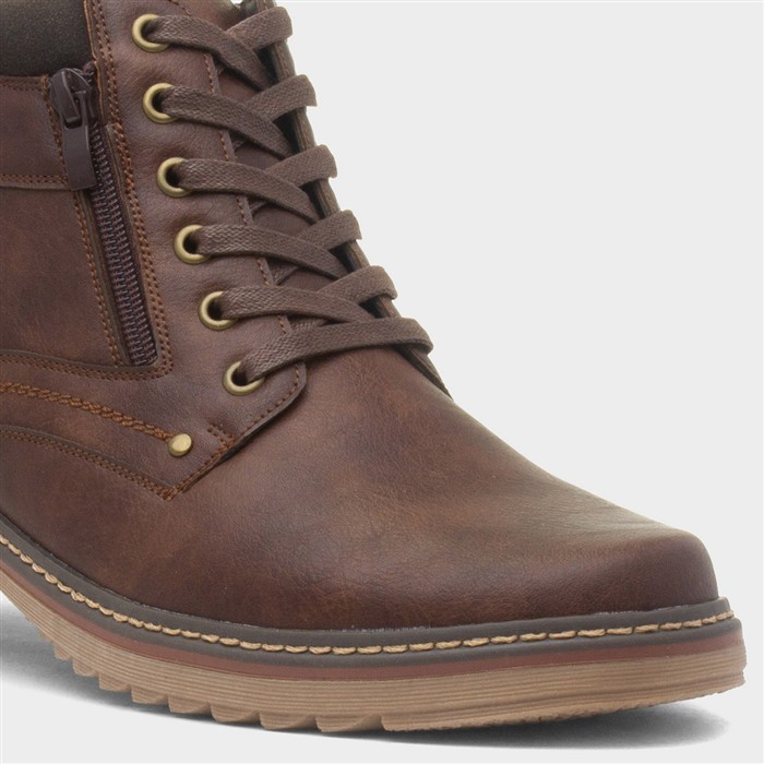 Cascade Mens Brown Lace Up Ankle Boot