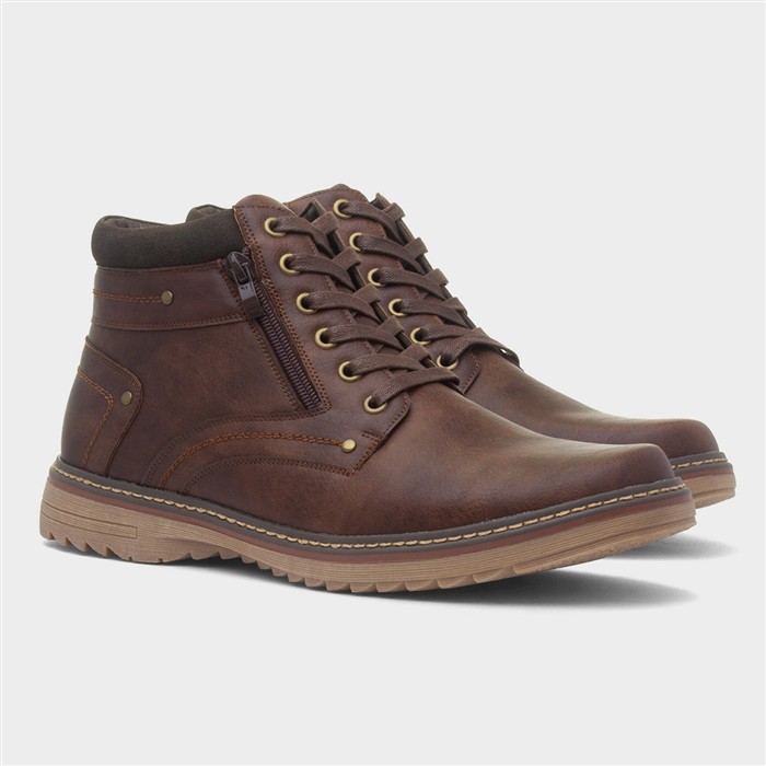 Cascade Mens Brown Lace Up Ankle Boot
