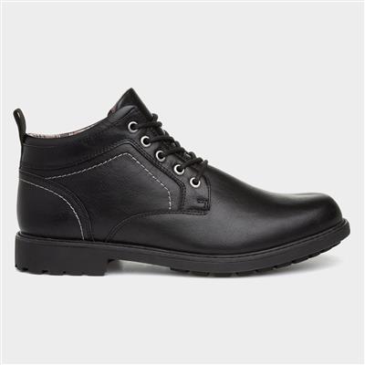 Mens Black Lace Up Ankle Boot