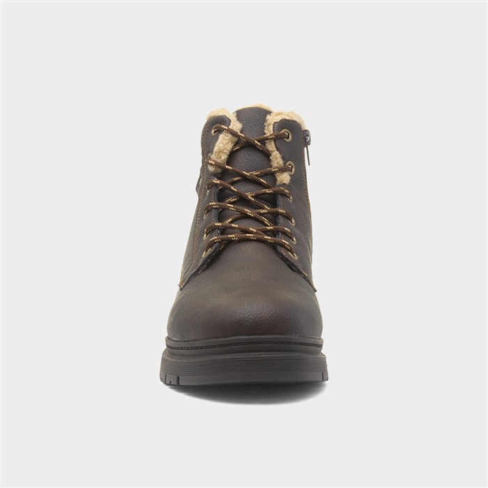 Ray Mens Brown Warm Lined Lace Up Boot