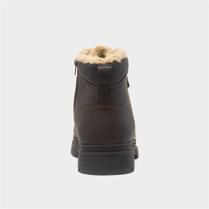 Ray Mens Brown Warm Lined Lace Up Boot