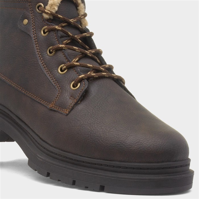 Ray Mens Brown Warm Lined Lace Up Boot