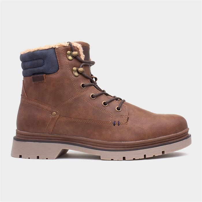 Ramon Mens Tan Warm Lined Lace Up Boot