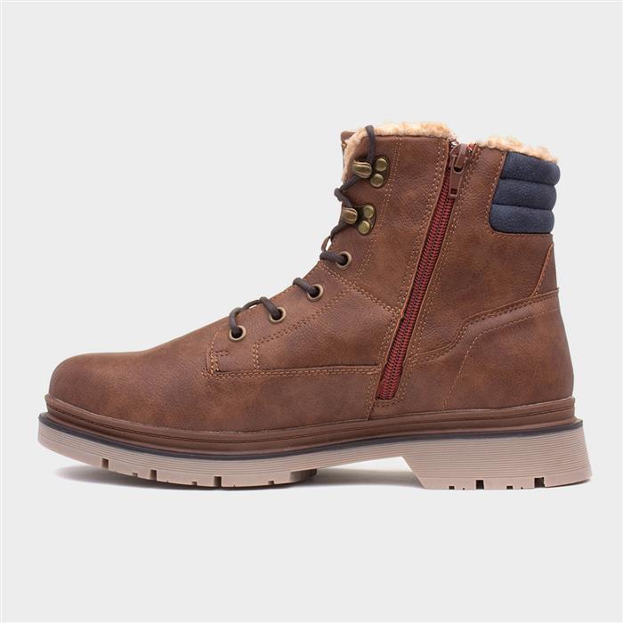 Ramon Mens Tan Warm Lined Lace Up Boot