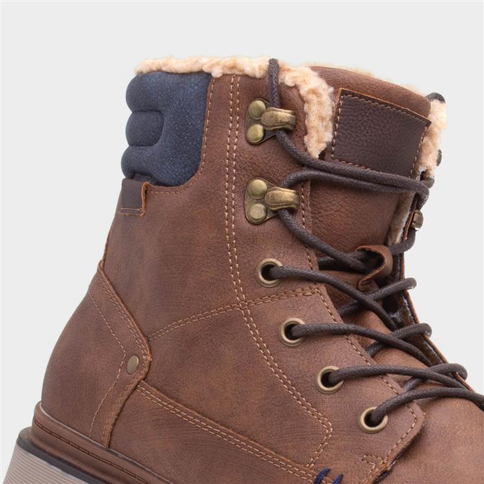 Ramon Mens Tan Warm Lined Lace Up Boot