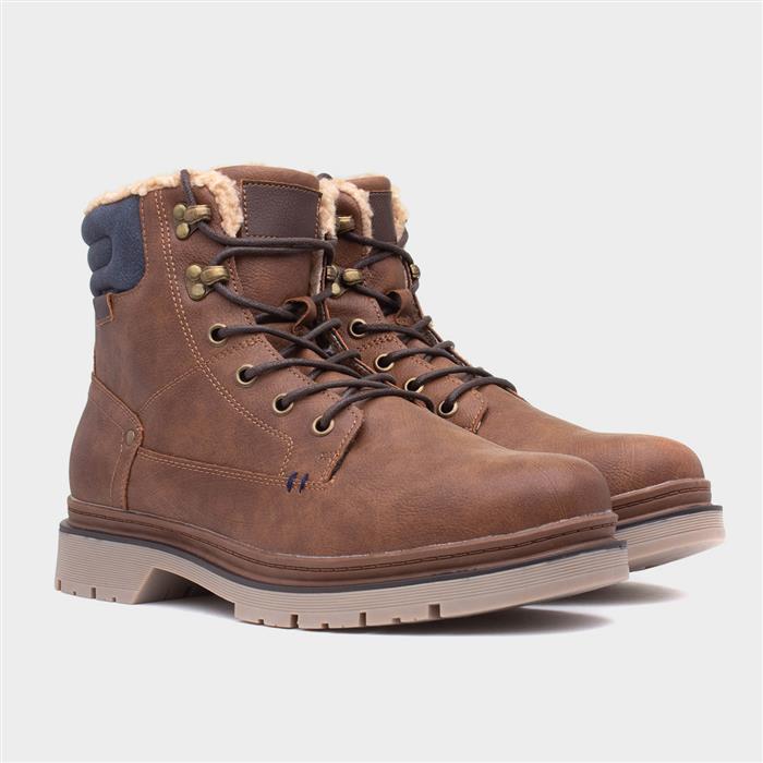 Ramon Mens Tan Warm Lined Lace Up Boot