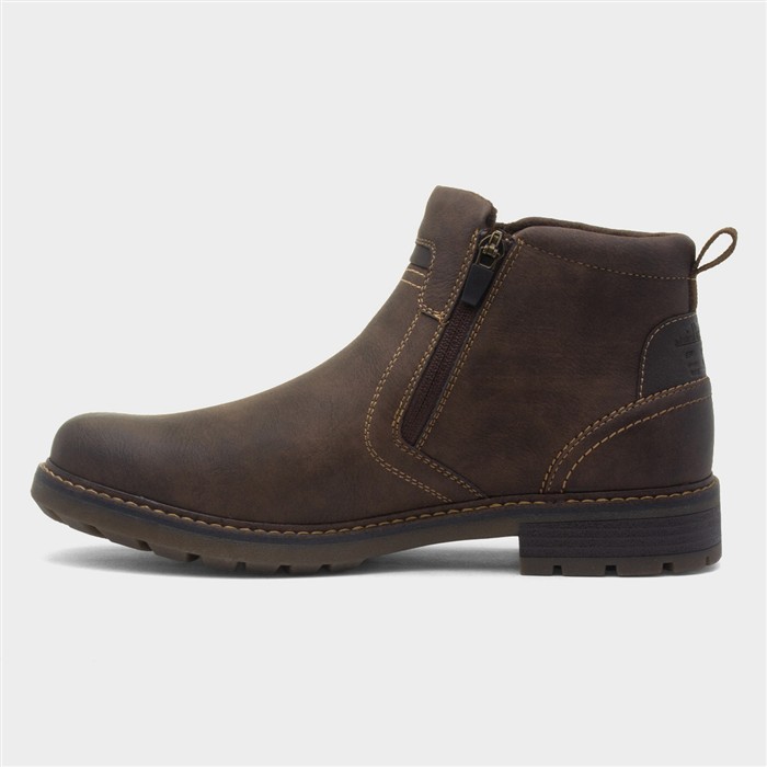 Paraguay Mens Brown Zip Up Ankle Boot