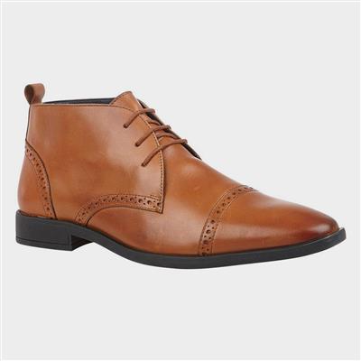 Norris Mens Tan Leather Lace Up Ankle Boot