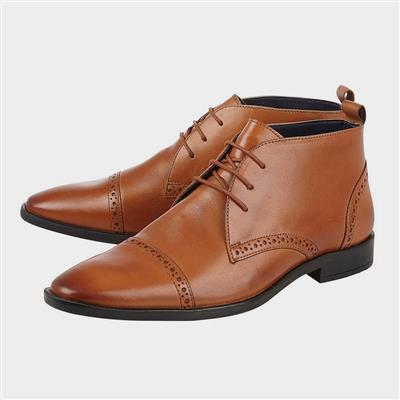 Norris Mens Tan Leather Lace Up Ankle Boot