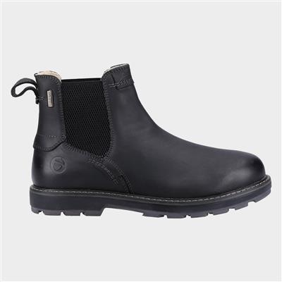 Snowshill Mens Black Leather Slip On Boot