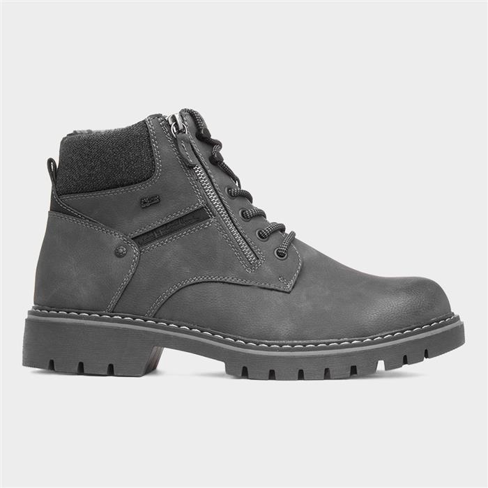 Jay Mens Grey Wide Fit Lace Up Ankle Boot