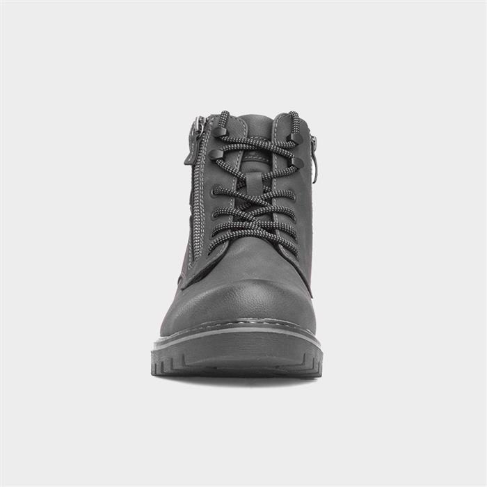 Jay Mens Grey Wide Fit Lace Up Ankle Boot