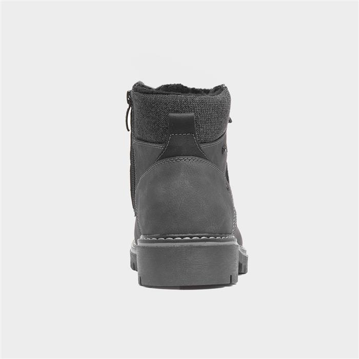 Jay Mens Grey Wide Fit Lace Up Ankle Boot