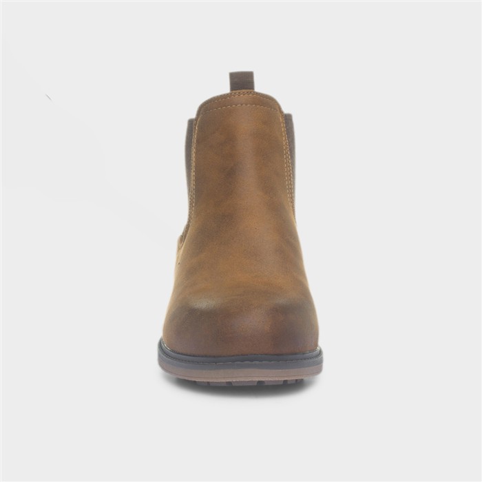 Mens Tan Pull On Chelsea Ankle Boot